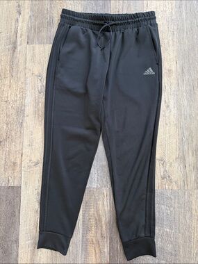 adidas Black Jogger Track Pants with Subtle Side Stripes